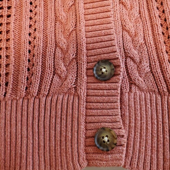 FAT FACE SZ 10 Women's Button-Front Open-weave Long-sleeve Cardigan Sweater - Picture 3 of 6